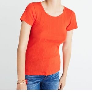 Madewell slim ribbed Vibrant Red T-Shirt xs